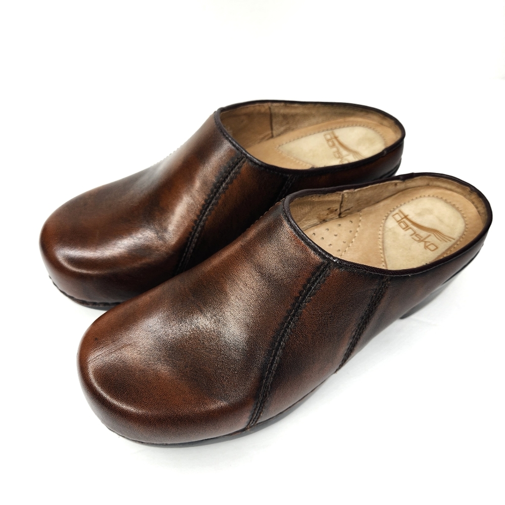 Dansko Brown Leather Mule Clog eu 37 us 6-7.5